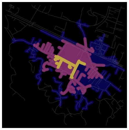 Isochrones Map for Walking Distance from Kashar School (image by author)