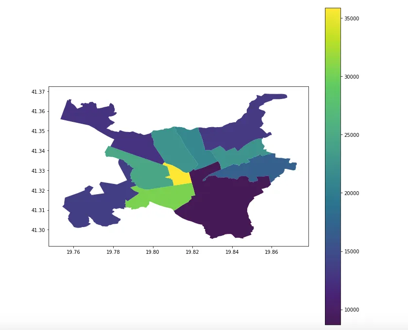 Map of Areas and Densities